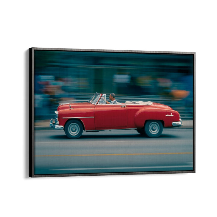 driving fast car poster in Black Floater Frame