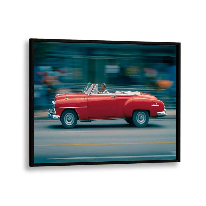 driving fast car poster in Black Plain Frame