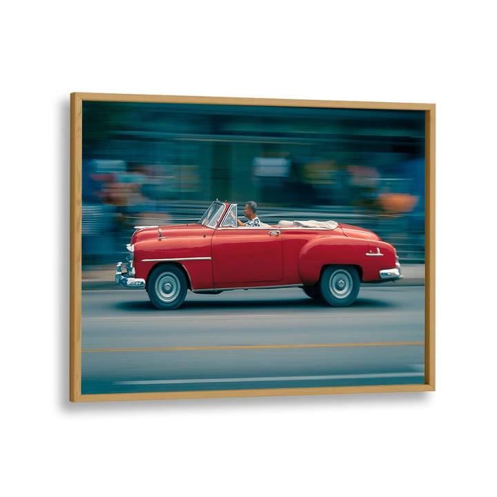 driving fast car poster in Oak Wood Plain Frame