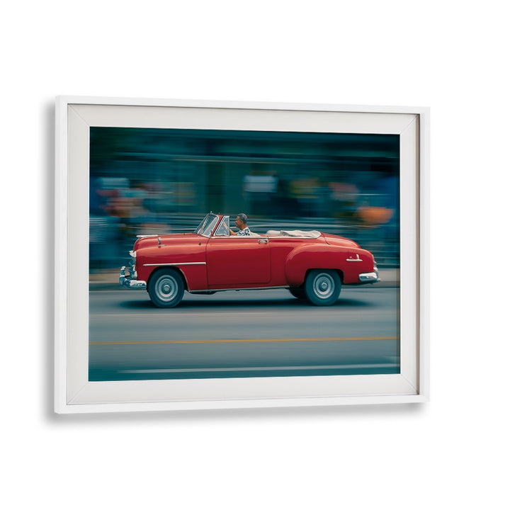 driving fast car poster in White Frame With Mount