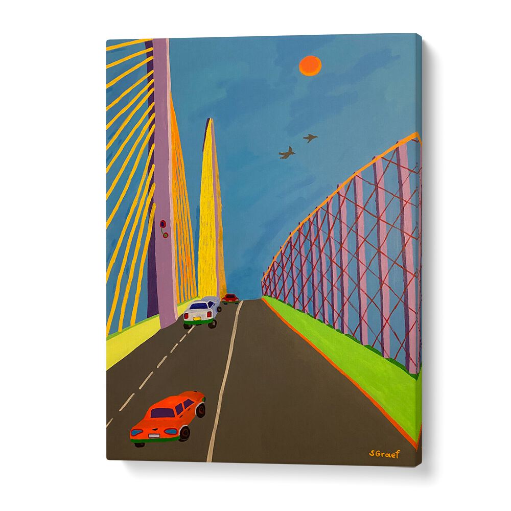 driving over the  bridge landscape art prints in Gallery Wrap