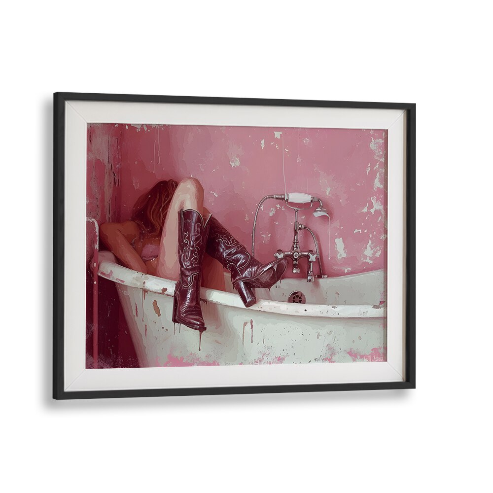 drowning I electric wall art prints in Black Frame With Mount