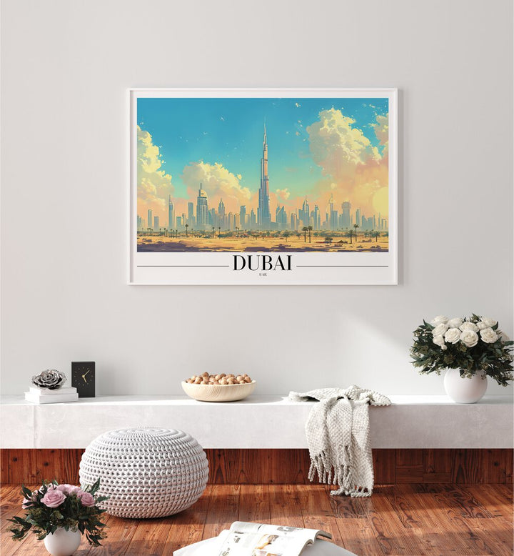 dubai-uae I travel posters Artwork III placed on a Wall 