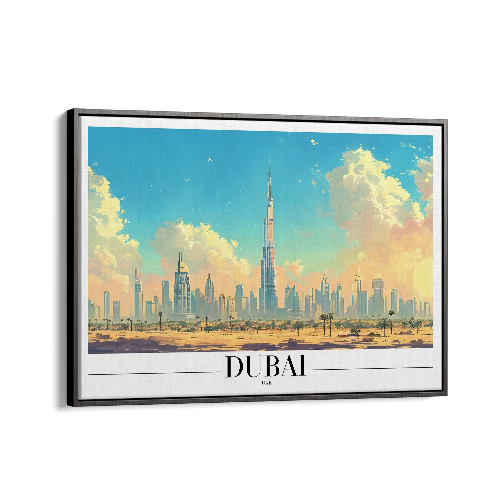 dubai-uae I travel posters in Black Floater Frame