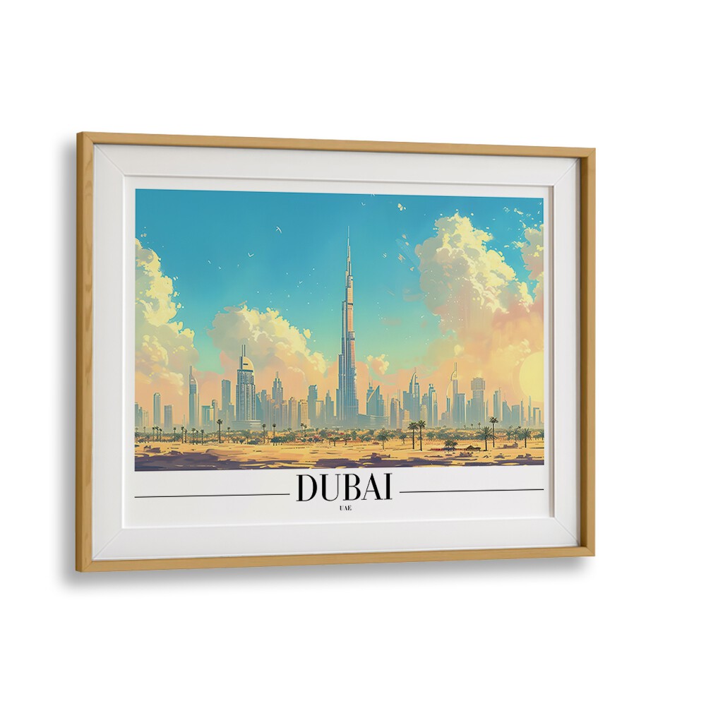 dubai-uae I travel posters in Oak Wood Frame With Mount