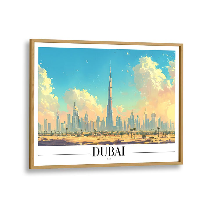 dubai-uae I travel posters in Oak Wood Plain Frame