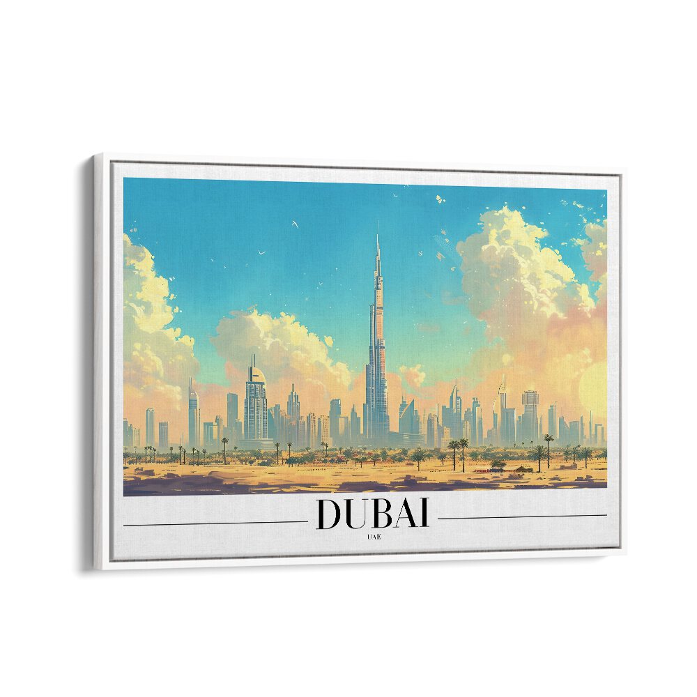 dubai-uae I travel posters in White Floater Frame