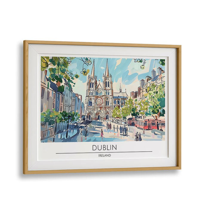 dublin capital city II travel posters in Oak Wood Frame With Mount