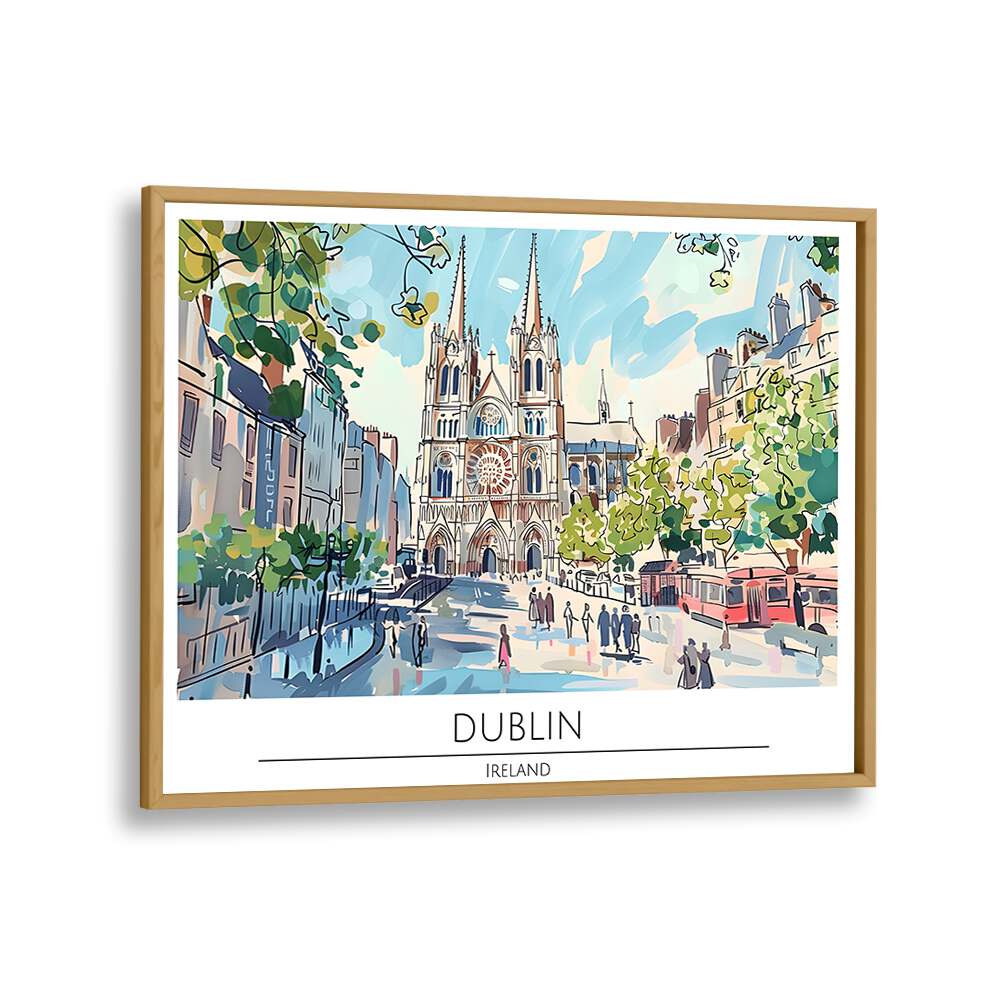 dublin capital city II travel posters in Oak Wood Plain Frame