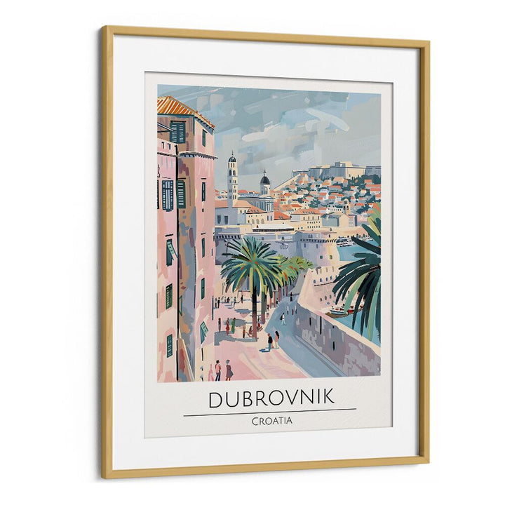 dubrovnik-croatia travel posters in Oak Wood Frame With Mount