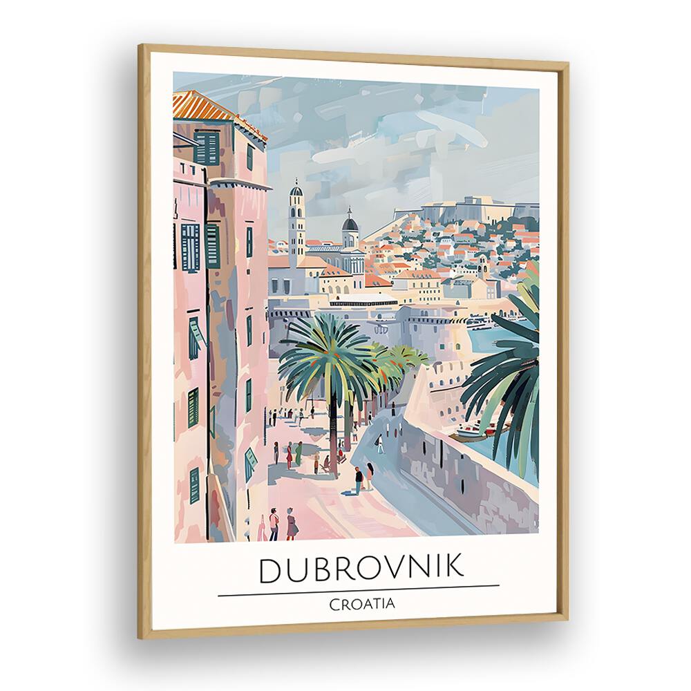 dubrovnik-croatia travel posters in Oak Wood Plain Frame