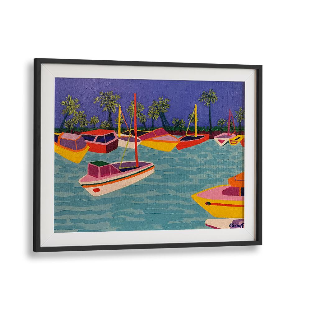 dunedin marina landscape art prints in Black Frame With Mount