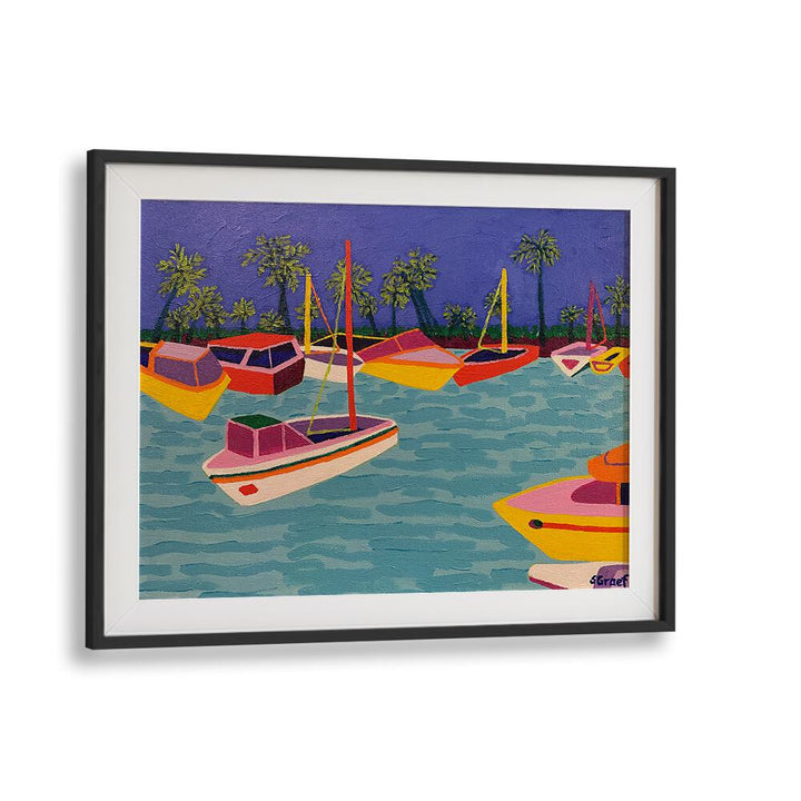 dunedin marina landscape art prints in Black Frame With Mount