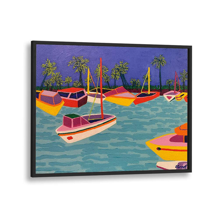 dunedin marina landscape art prints in Black Plain Frame