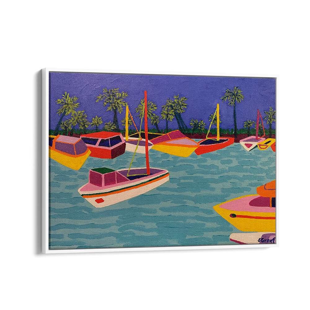 dunedin marina landscape art prints in White Floater Frame