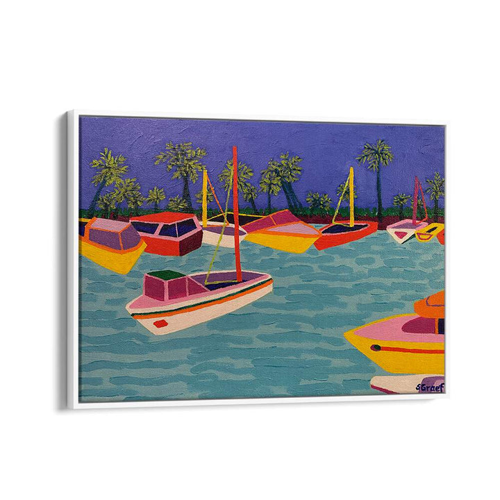 dunedin marina landscape art prints in White Floater Frame