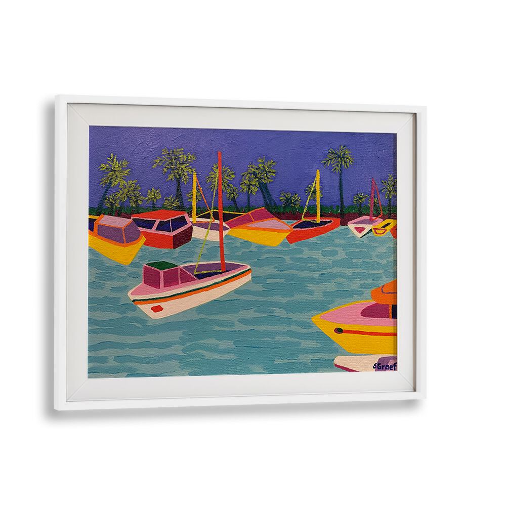 dunedin marina landscape art prints in White Frame With Mount