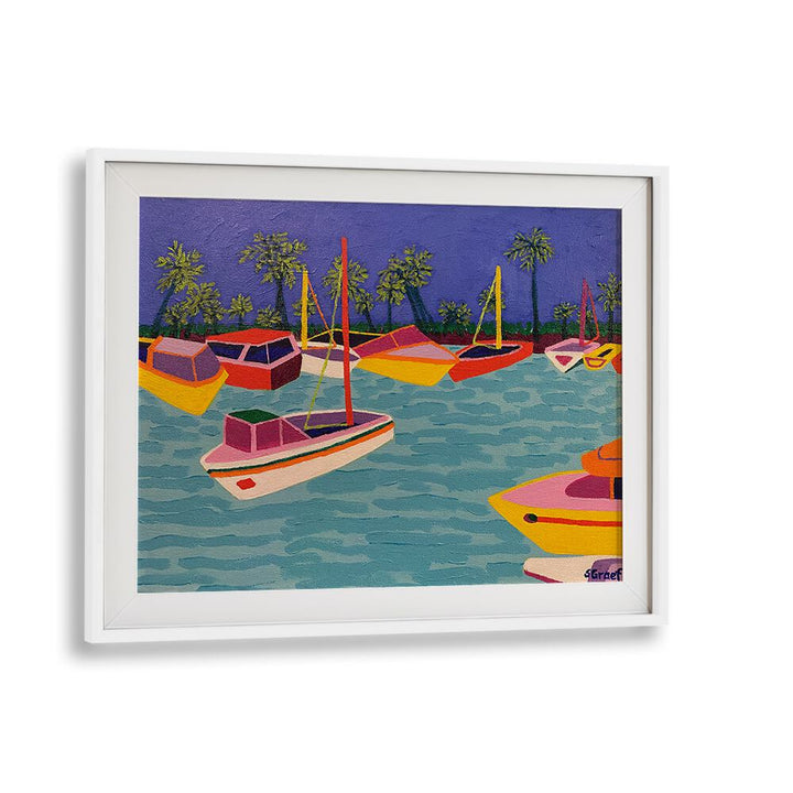 dunedin marina landscape art prints in White Frame With Mount