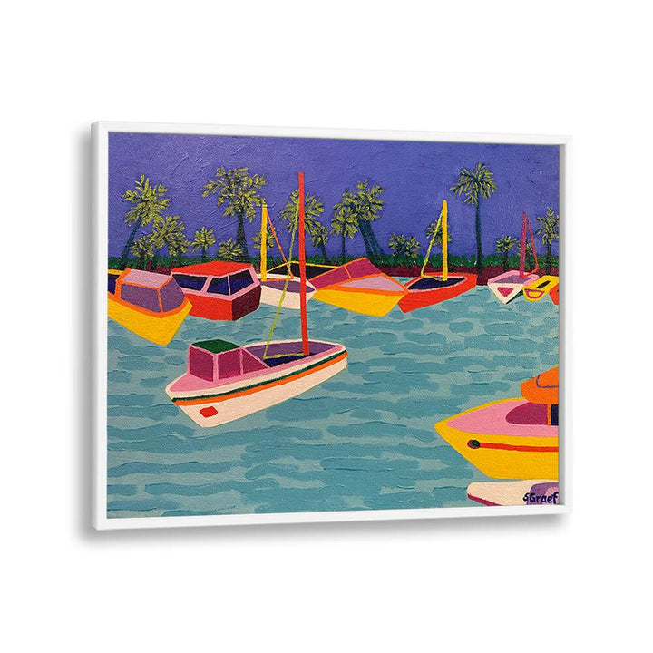 dunedin marina landscape art prints in White Plain Frame