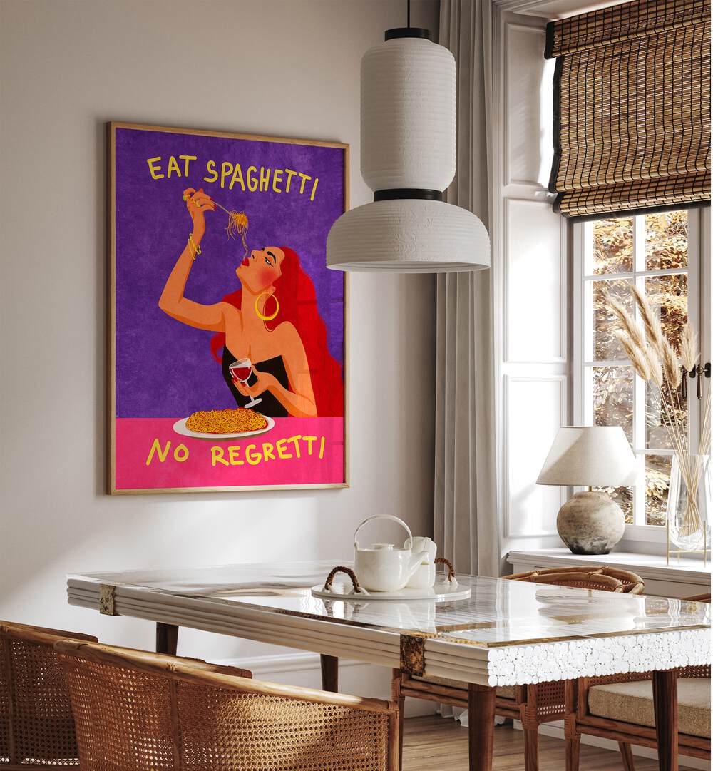 eat spaghetti no regretti by raissa oltmanns kitchen posters Artwork III placed on a wall