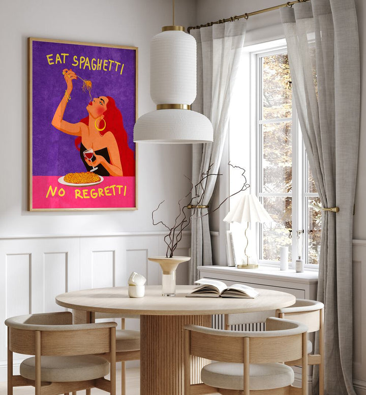 eat spaghetti no regretti by raissa oltmanns kitchen posters Artwork IV placed on a wall