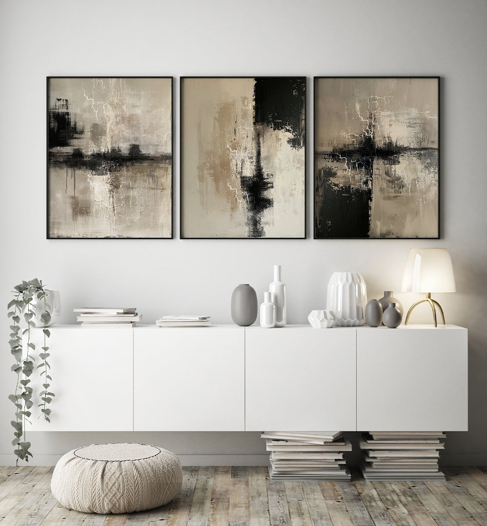 ECHOES IN STONE , SET OF 3 PAINTINGS