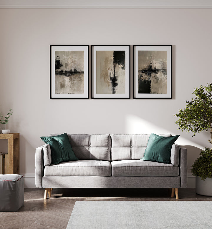 ECHOES IN STONE , SET OF 3 PAINTINGS