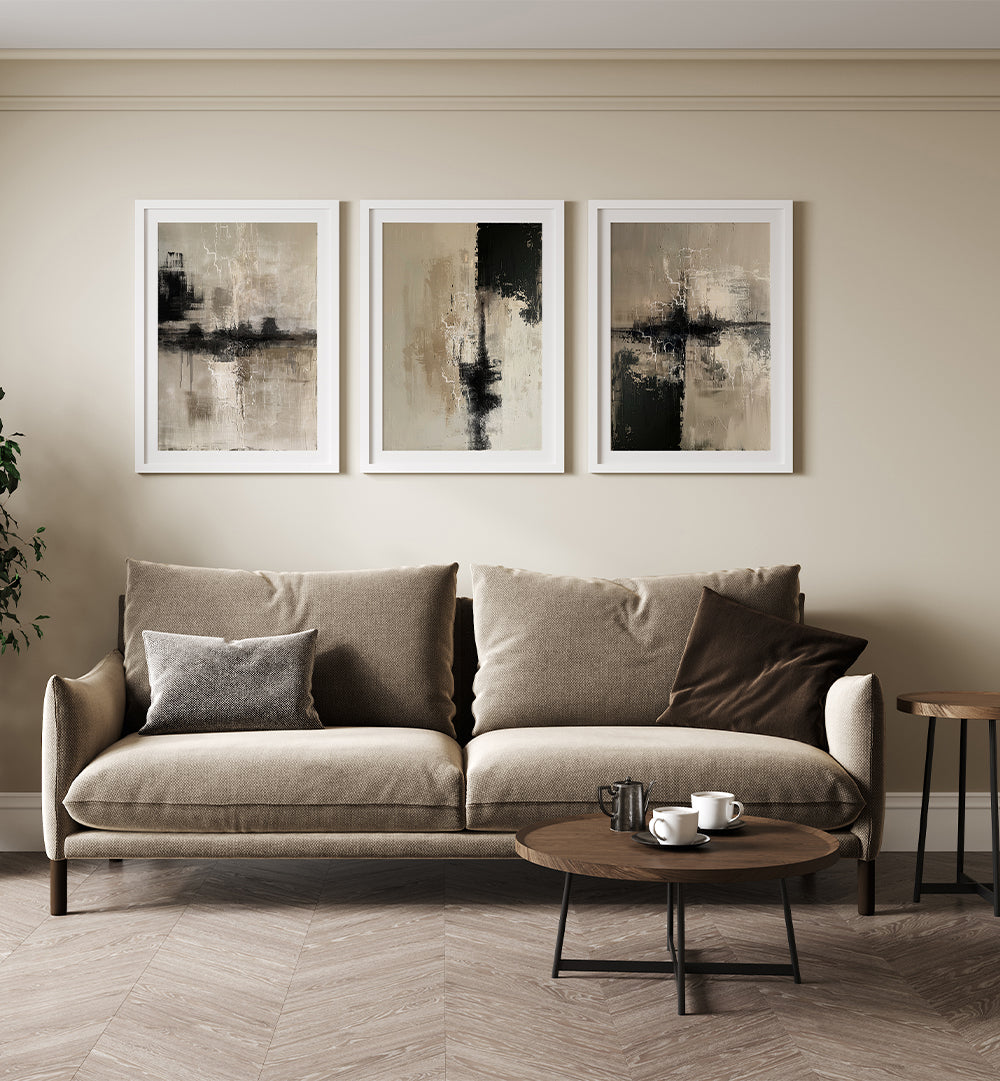 ECHOES IN STONE , SET OF 3 PAINTINGS
