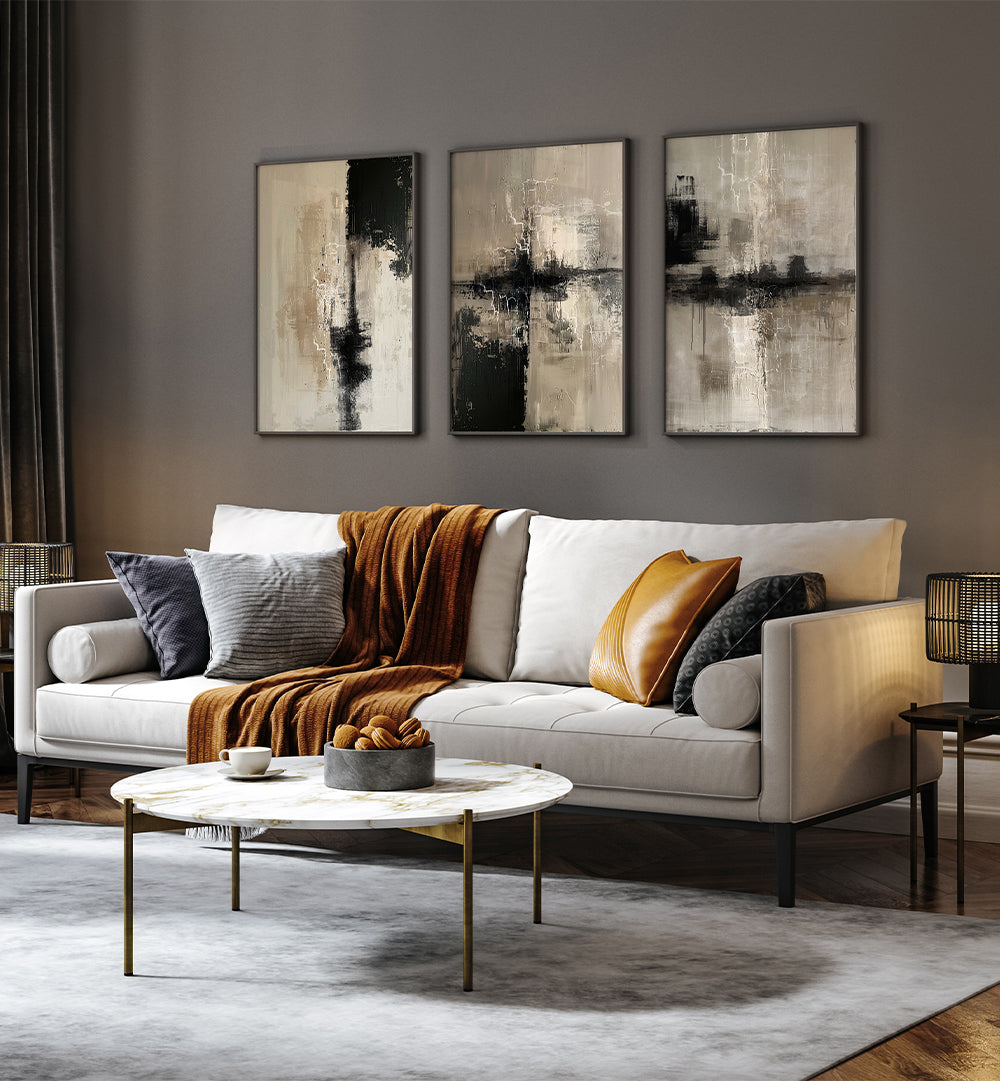 ECHOES IN STONE , SET OF 3 PAINTINGS