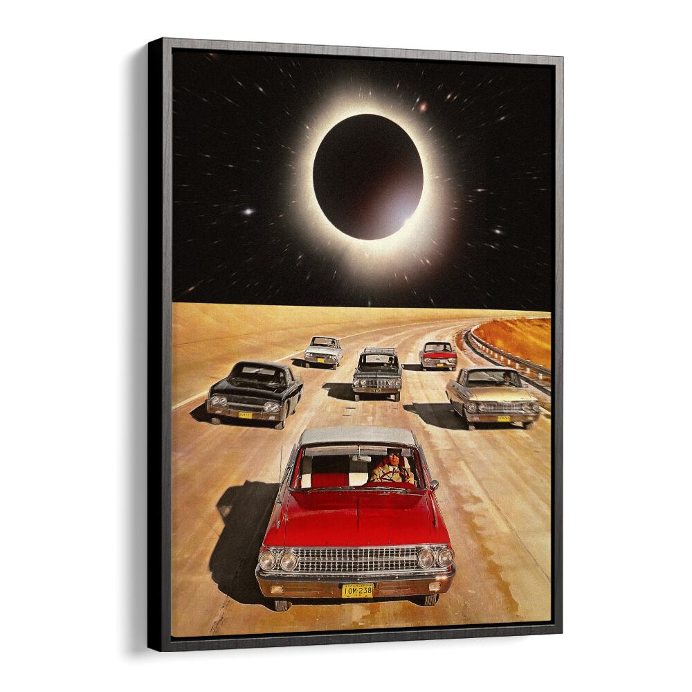 eclipsed car poster in Black Floater Frame