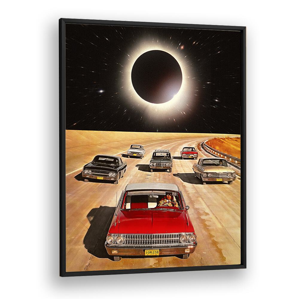 eclipsed car poster in Black Plain Frame