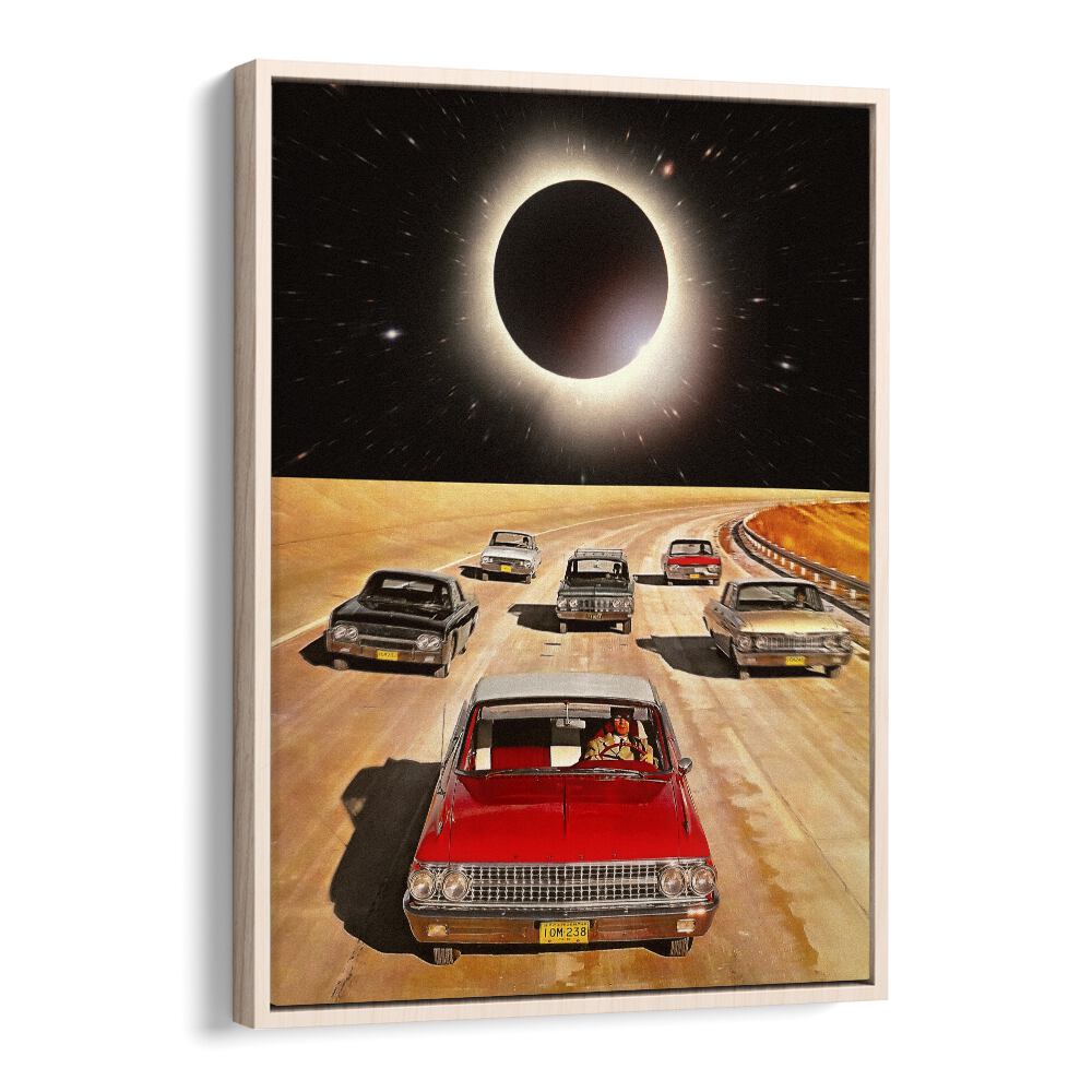 eclipsed car poster in Oak Wood Floater Frame