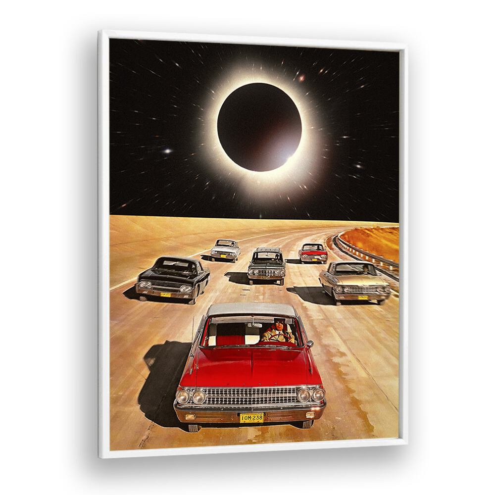 eclipsed car poster in White Plain Frame 