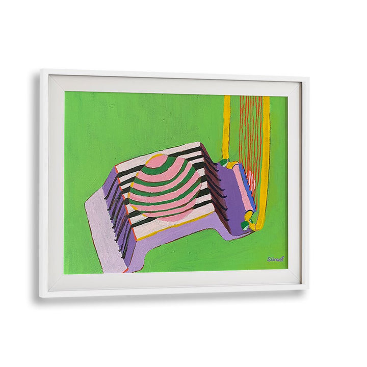 egg slicer on green landscape art prints in White Frame With Mount