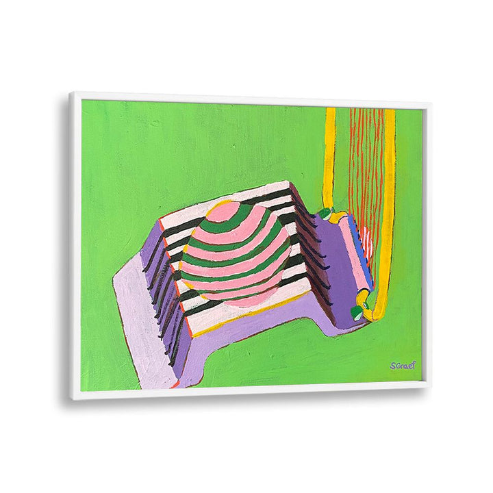 egg slicer on green landscape art prints in White Plain Frame