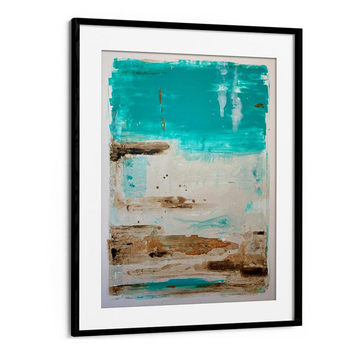 el mar X abstract paintings in Black Frame With Mount