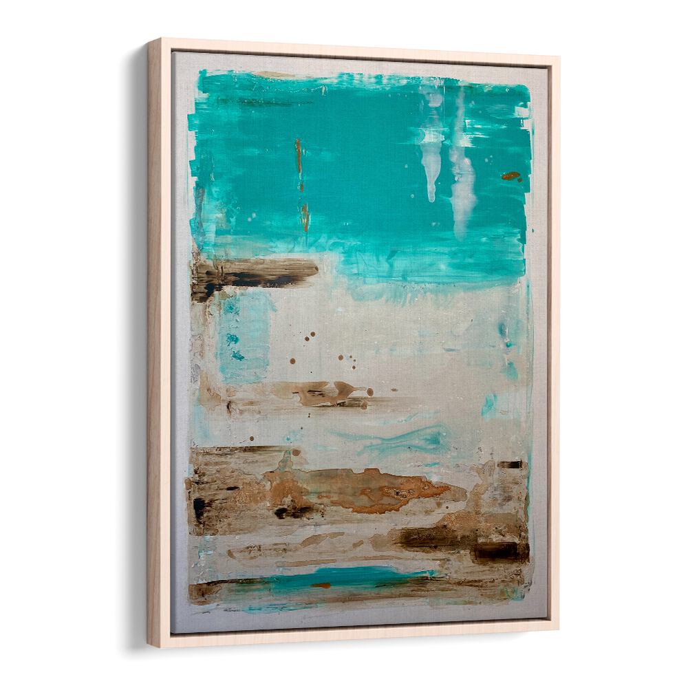 el mar X abstract paintings in Oak Wood Floater Frame