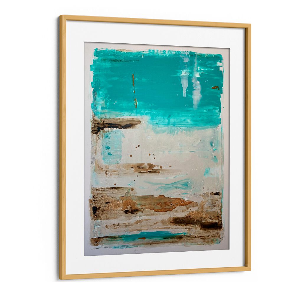 el mar X abstract paintings in Oak Wood Frame With Mount