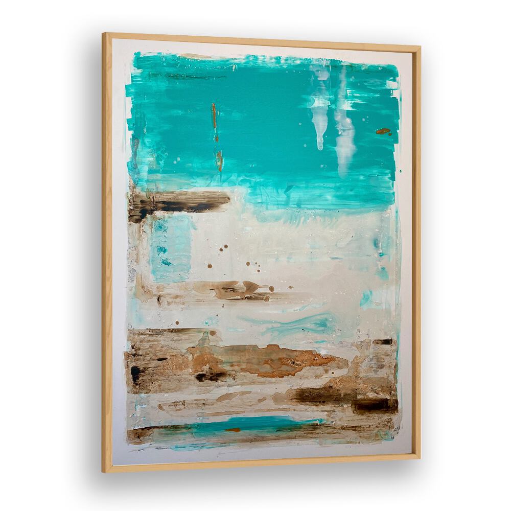 el mar X abstract paintings in Oak Wood Plain Frame