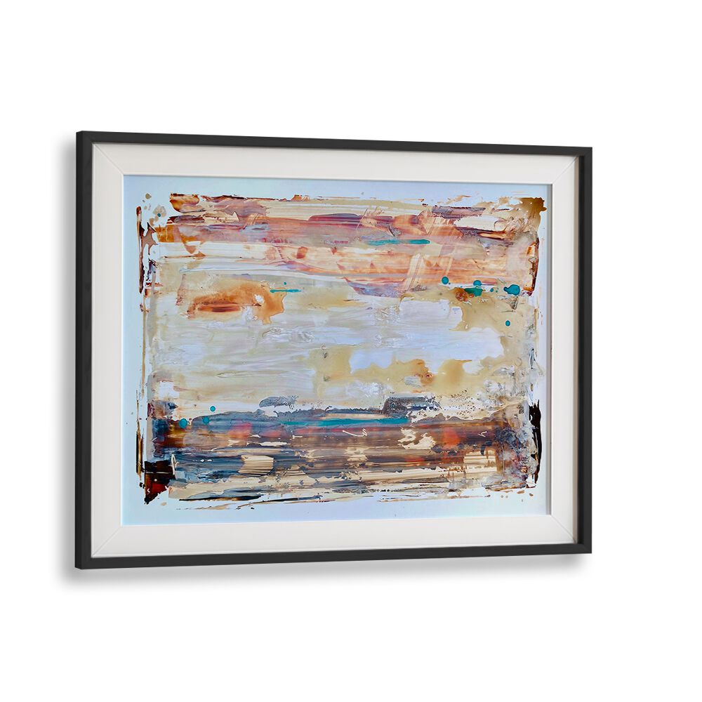 el mar ii abstract paintings in Black Frame With Mount