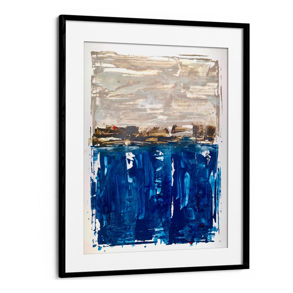 el mar iii abstract paintings in Black Frame With Mount