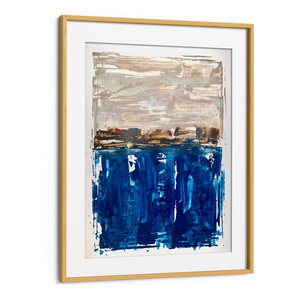 el mar iii abstract paintings in Oak Wood Frame With Mount