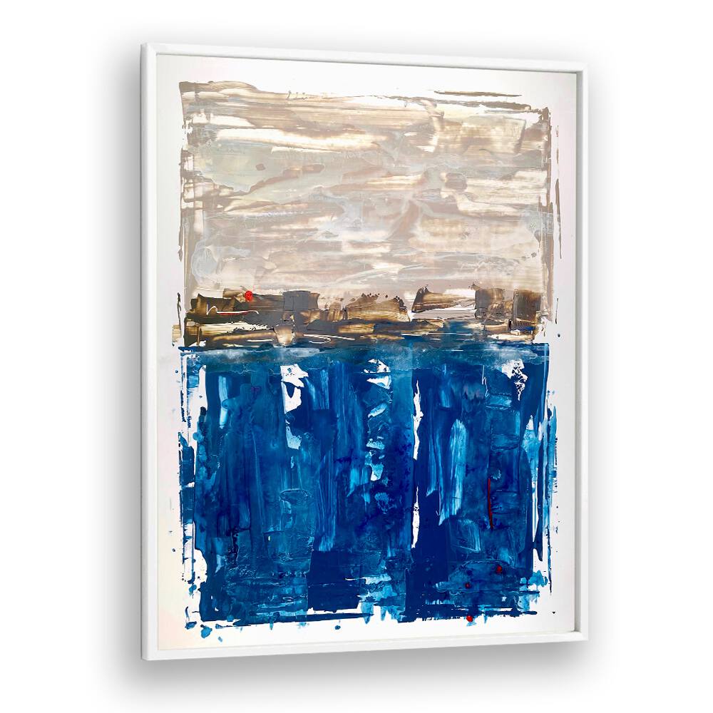 el mar iii abstract paintings in White Plain Frame