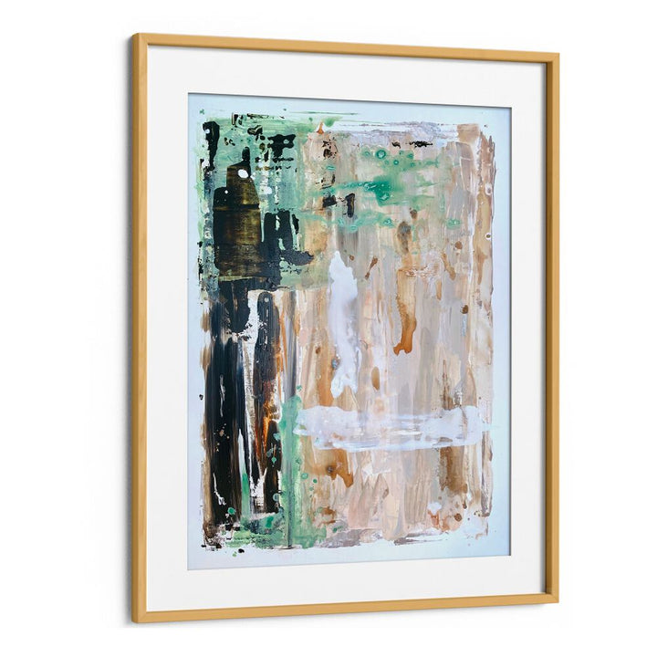 el mar iv abstract paintings in Oak Wood Frame With Mount