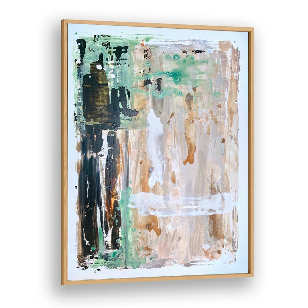 el mar iv abstract paintings in Oak Wood Plain Frame