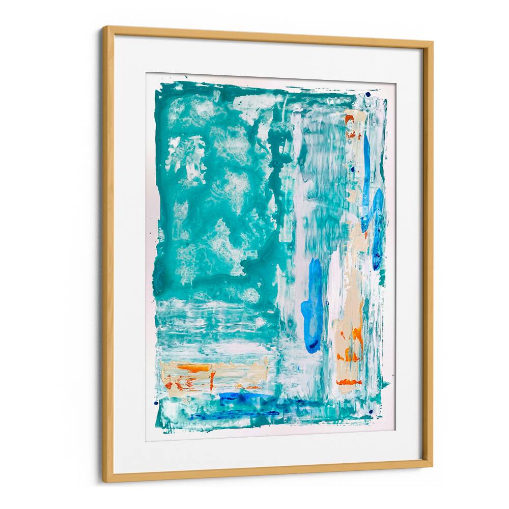 el mar vi abstract paintings in Oak Wood Frame With Mount