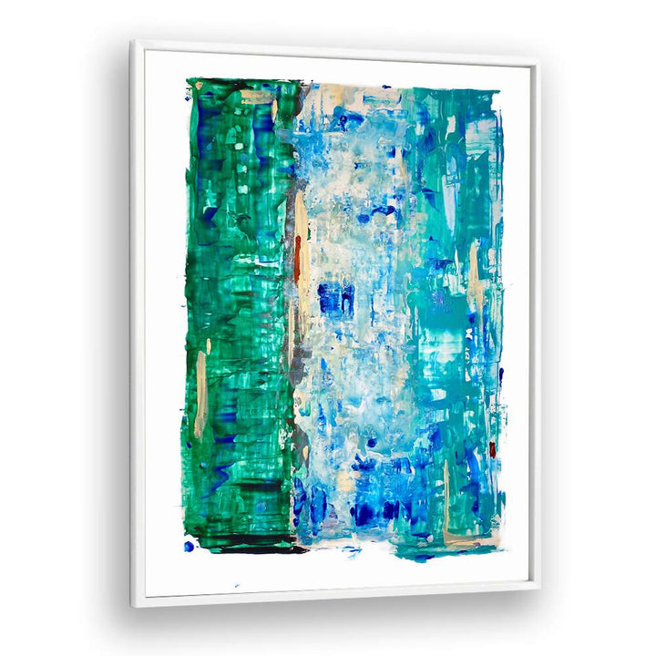 el mar vii abstract paintings in white Plain Frame