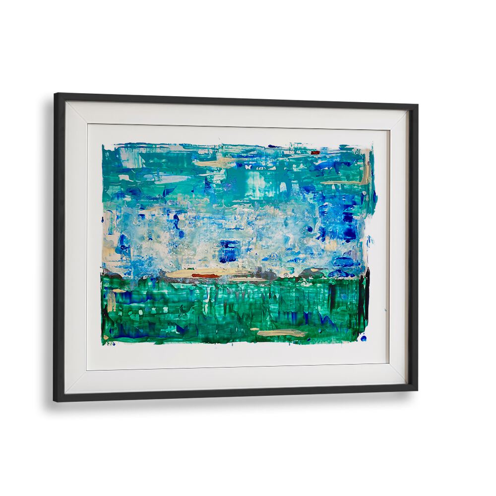 el mar viii abstract paintings in Black Frame With Mount