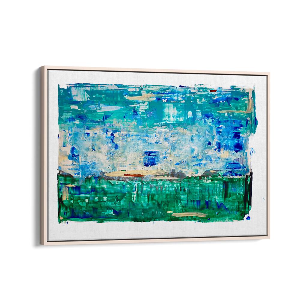 el mar viii abstract paintings in Oak Wood Floater Frame