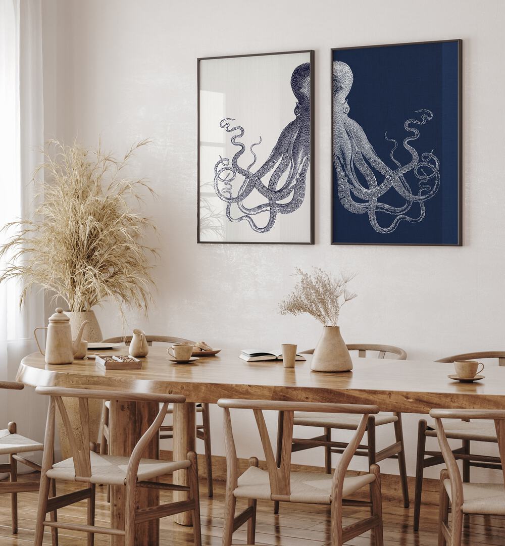 elegance of the deep-octopus set of 2 Artwork IV placed on a wall